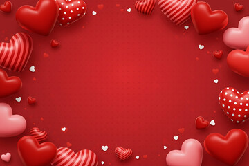 Valentine Red Hearts Background with Romantic Design


