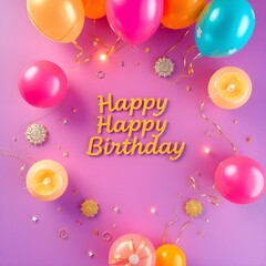 happy birthday with beautiful color 