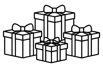 Elegant Gift Box Sketch Set in line art Vector