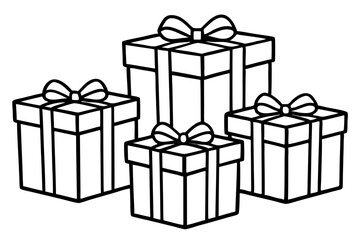 Elegant Gift Box Sketch Set in line art Vector