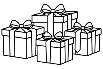 Elegant Gift Box Sketch Set in line art Vector