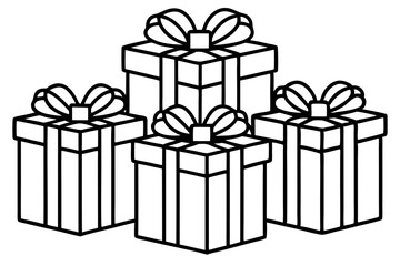 Elegant Gift Box Sketch Set in line art Vector