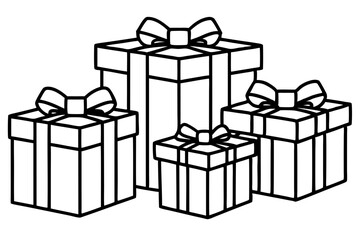 Elegant Gift Box Sketch Set in line art Vector