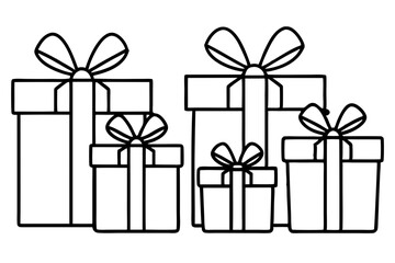 Elegant Gift Box Sketch Set in line art Vector