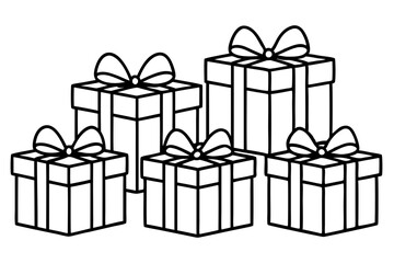 Elegant Gift Box Sketch Set in line art Vector