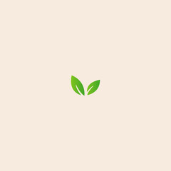 Green nature leaf icon flat vector design.