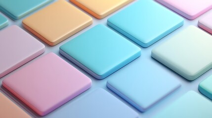 Colorful Pastel Square Elements with Soft Shadows on Light Background for Creative Design and Background Use