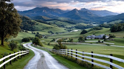 Winding road leads to mountain valley home