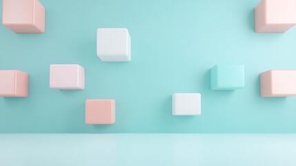 Colorful Soft Cubes on a Light Blue Background for Creative and Playful Design Concepts
