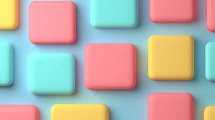 Colorful Square Tiles in Soft Pastel Shades Over a Light Background for Creative Projects