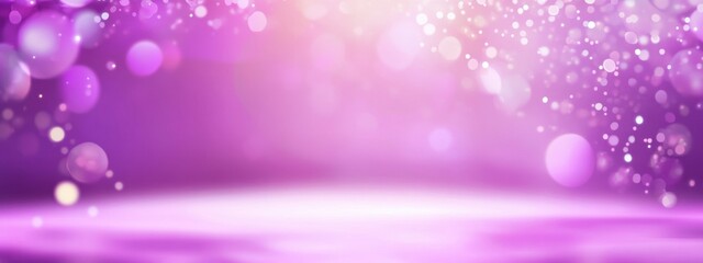 Blurred abstract violet background with sparkling effects and an empty space for product display in a soft and serene environment
