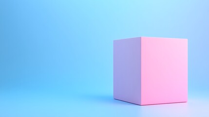 Obraz premium Minimalist Pink Cube on Blue Background Perfect for Modern Aesthetic and Creative Projects