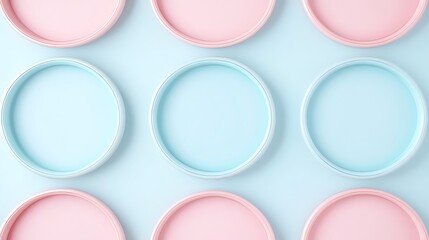 Pastel Circular Trays on a Light Blue Background for Minimalist and Aesthetic Decor Needs