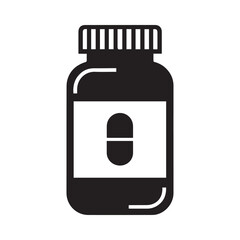 Obraz premium Pill Bottle Syringe icon silhouette icon silhouette vector illustration