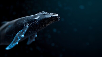 Fototapeta premium Humpback whale underwater, ocean background, marine life, nature conservation