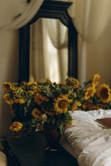 Sunflowers in the bedroom 