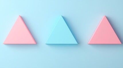 Soft Colorful Triangles on Light Blue Background for Minimalistic and Modern Design Inspiration