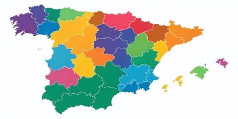 Obraz premium Blank Spain Map Infographic: Regions for Data Visualization