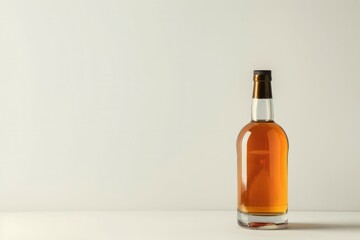 Whisky alcohol glass bottle on table with a white background. High quality photo
