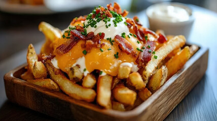 Loaded Fries with Melty Cheese and Bacon