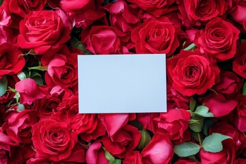 Elegant Red Roses with Blank Card for Personal Messages or Notes