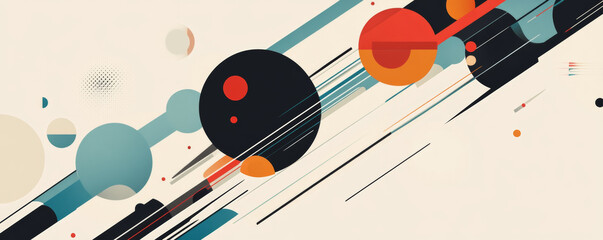 Obraz premium Elegant abstract art featuring geometric shapes and dynamic lines, showcasing blend of colors and forms that evoke sense of movement and creativity