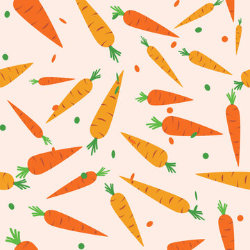 arrot vegetable seamless pattern vector. Cartoon style. Vegetable, healthy vegan food or easter theme. Design for clothing, wallpaper, decoration, paper gift, phone case, stationery