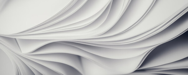 Obraz premium Smooth, flowing sheets of white paper create elegant, abstract background. gentle curves and layers evoke sense of calm and creativity