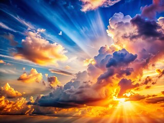 Fototapeta premium Bright Sunlit Cloudscape: Dramatic Sky with Ample Copy Space - Perfect for Banner Design