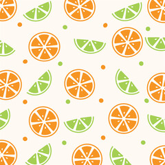 Cute orange fruits pattern background vector design, slice orange pattern, Design for background, clothing, wallpaper, decoration, paper gift, phone case, stationery