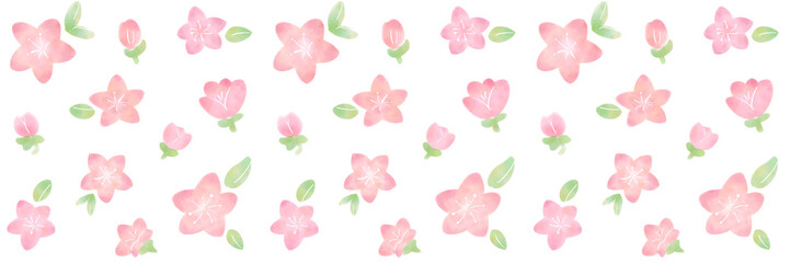 ひな祭りイメージ　白背景の素材　横長　水彩