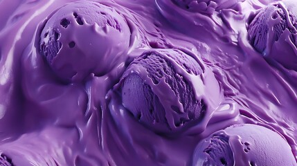 Fototapeta premium Purple ice cream with blueberries, closeup, macro
