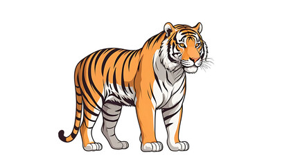 Obraz premium Cartoon Tiger Illustration Against a Transparent Background