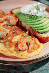 A hearty breakfast with an interesting serving