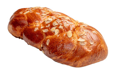 Easter bread greek tsoureki braid isolated on white, transparent. Sweet brioche overhead 