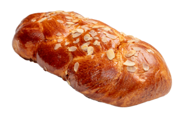 Easter bread greek tsoureki braid isolated on white, transparent. Sweet brioche overhead 