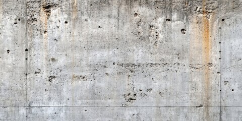 Concrete wall texture with grey tones featuring rough surface, visible cracks, and weathered areas, ideal for backgrounds or artistic designs.