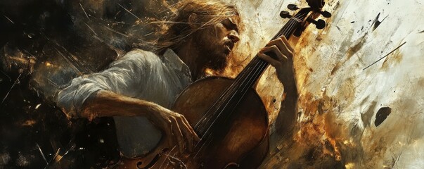 A musician playing their instrument, their face filled with passion and emotion.