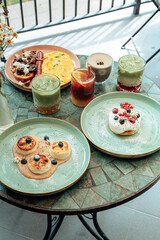 A hearty breakfast with an interesting serving