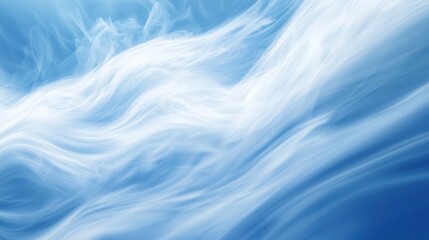 Fototapeta premium Abstract Blue and White Swirling Cloudscape: A Serene Digital Artwork