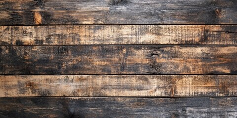 Rustic vintage wooden panel background with distressed black and brown textures arranged horizontally showcasing natural grain and weathered details