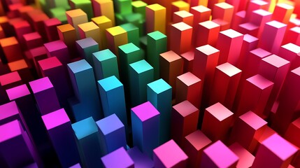 Abstract background with colorful cubes in a row.