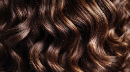 Fototapeta premium Close-up Texture of Wavy Brown Hair with Highlights