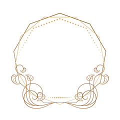 Vector polygonal vintage style floral frame with ivy leaves decoration.