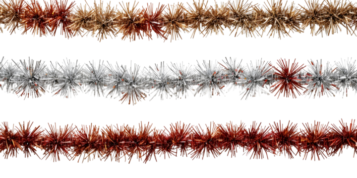 Collection set of christmas tinsel isolated on transparent or white background - Powered by Adobe
