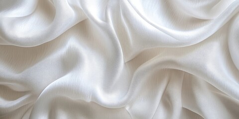 Fototapeta premium Elegant white satin fabric with soft, fluid waves and subtle sheen suitable for wallpaper design or textiles showcasing luxury and refinement.