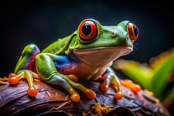Close-up of a Tree Frog in Low Light, Nighttime Amphibian Photography
