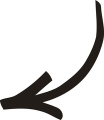 Hand-drawn curved arrow pointing downward