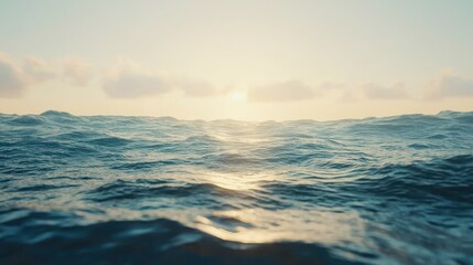 Obraz premium Ocean Sunset: Serene Waves at Golden Hour