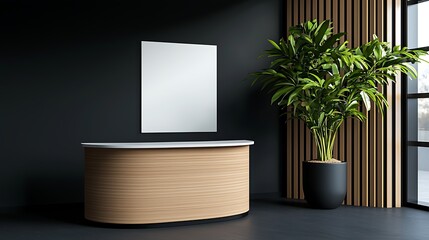 Modern Reception Desk in Minimalist Office Interior